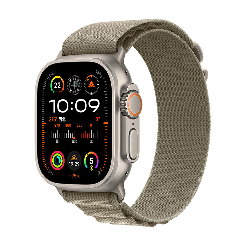 30日0点：Apple 苹果 Watch Ultra2 智能手表 GPS+蜂窝版 49mm 钛金属原色表壳 橄榄色高山回环式表带 L 4674.51元