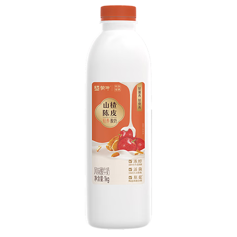 蒙牛 中華滋養(yǎng) 山楂陳皮風(fēng)味酸牛奶 1kg×1瓶*6件 57元包郵（需湊單，合9.5元/件）