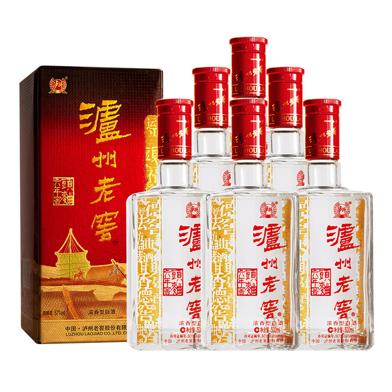 瀘州老窖 六年窖頭曲 52%vol 濃香型白酒 500ml*6瓶 券后414.11元