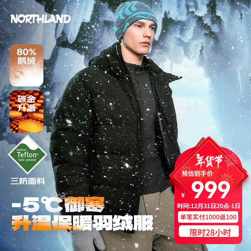 NORTHLAND 諾詩蘭 三防碳金石墨烯自升溫高蓬鵝絨服 ￥649