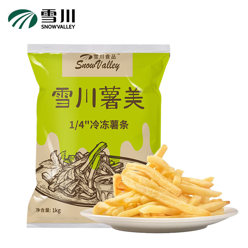 Snow Valley 雪川食品 薯美細(xì)薯冷凍薯?xiàng)l 原味1kg*2袋 ￥27.9