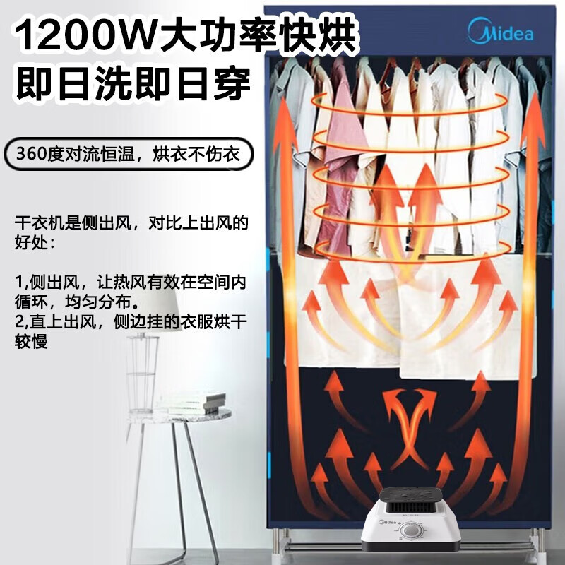 Midea 美的 干衣机 可定时烘干衣柜 HBGJ12A1 券后179元