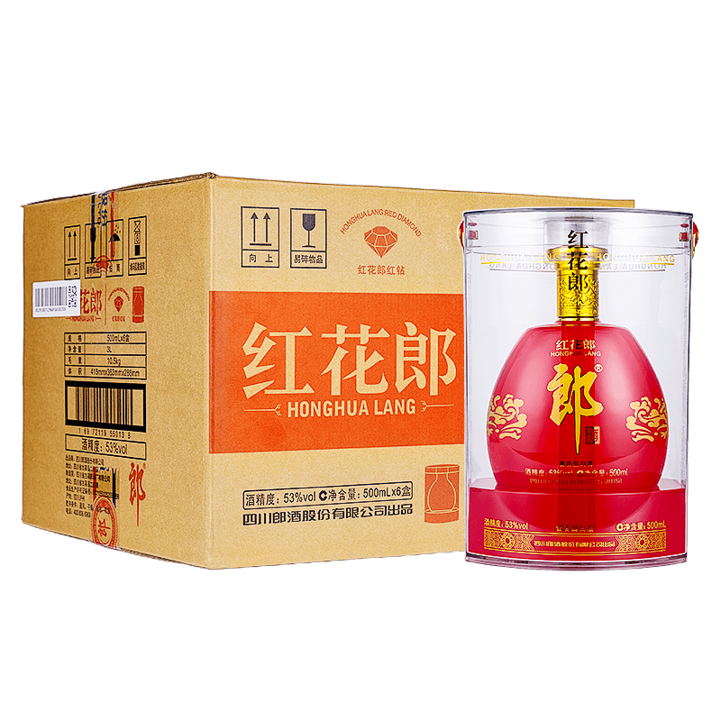 郎酒紅花郎 紅鉆 醬香型高度白酒 53度500ml*6瓶 整箱裝  1760.01元（合293.33元/瓶，需首購(gòu)）