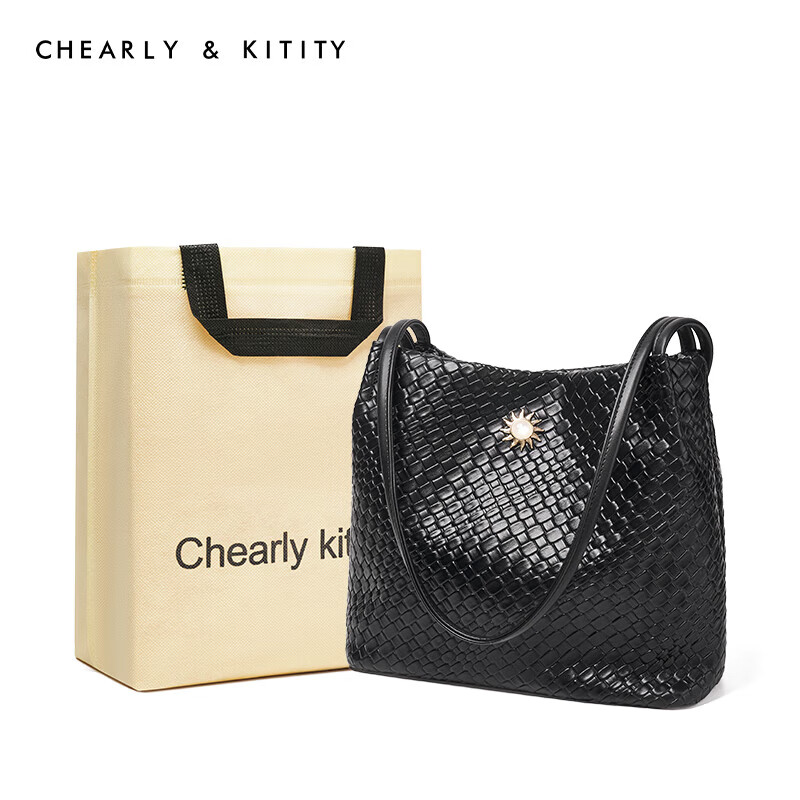 Chearly kitity 包包女包新潮托特包通勤單肩包大容量 經典黑 券后69元