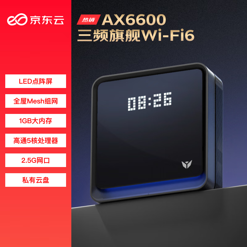 京東云 無(wú)線寶 AX6600 雅典娜 64G 三頻6600M 家用千兆Mesh無(wú)線路由器 284元（雙重優(yōu)惠）