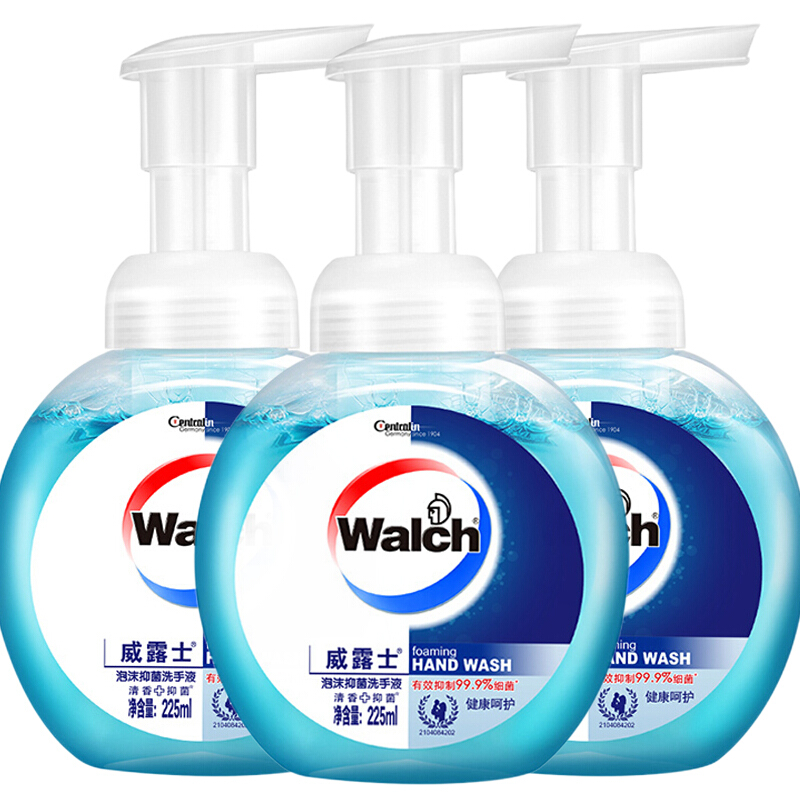 Walch 威露士 泡沫抑菌洗手液225ml*3（1瓶+2袋） 健康呵護(hù) 券后36.9元