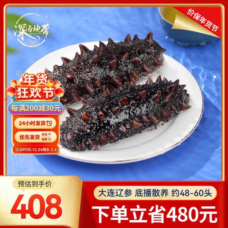 深海地帶 大連底播鮮食遼刺參 冷凍海參 1500g (48-60頭) 券后538元