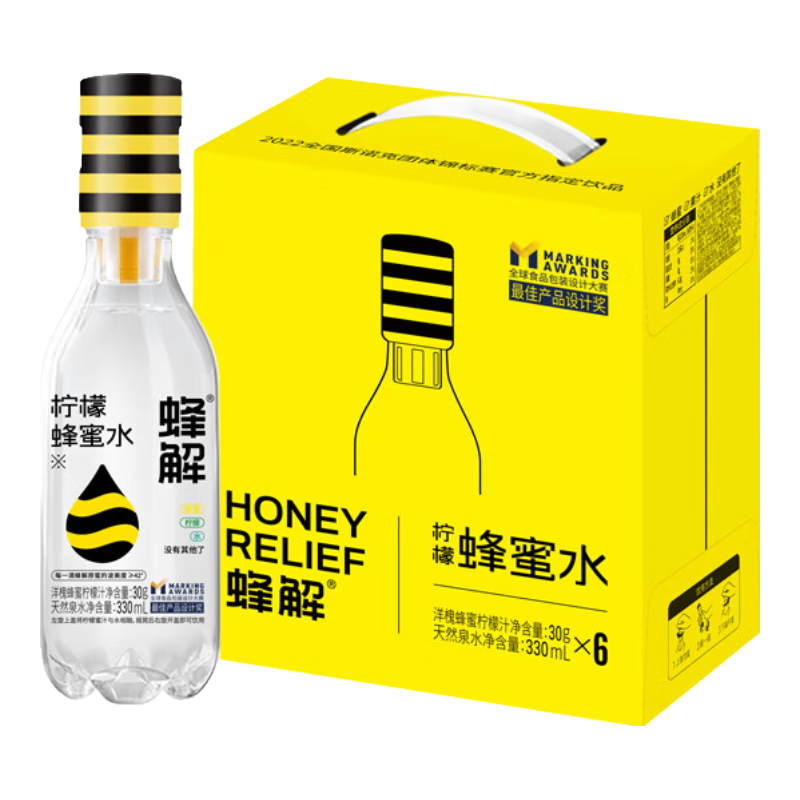 再降價(jià)、PLUS會(huì)員：蜂解 蜂蜜檸檬水 飲料飲品360g*6瓶  22.8元