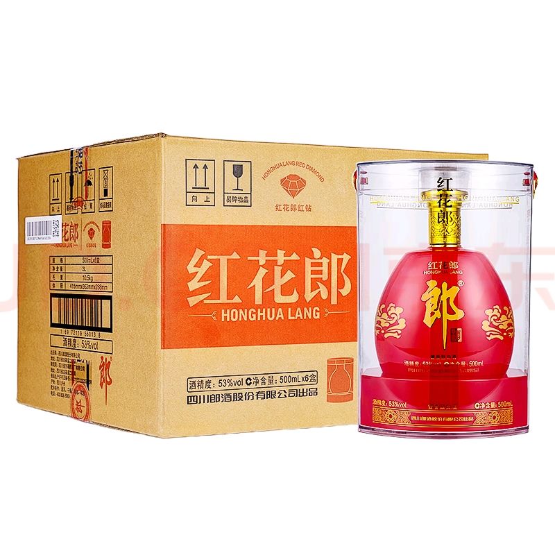 LANGJIU 郎酒 红花郎 红钻 53%vol 酱香型白酒 500ml*6瓶 券后1772元