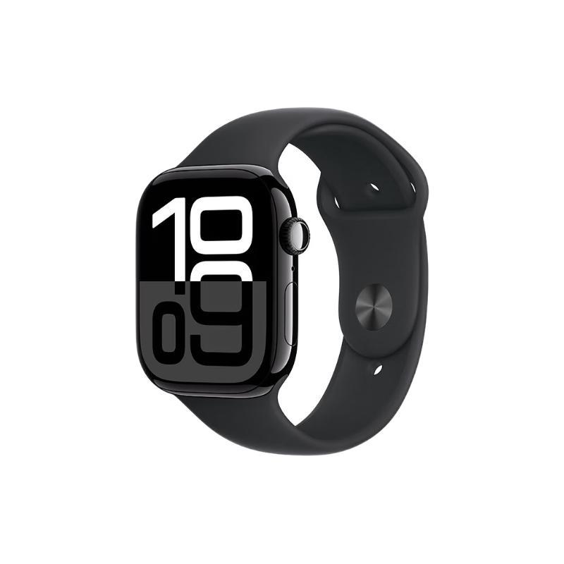 京东PLUS：Apple 苹果 Watch Series 10 智能手表 GPS+蜂窝网络款 46mm 亮黑色 黑色橡胶表带 M/L 3419.01元（双重优惠）