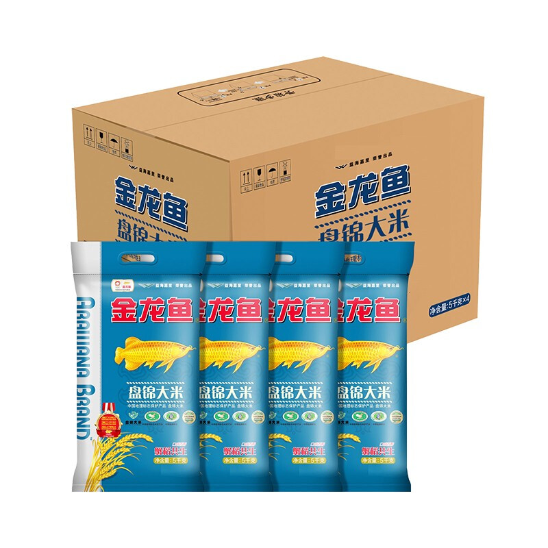 限移動端、京東百億補貼：金龍魚 東北大米 盤錦大米10斤*4/箱 蟹稻共生 40斤整箱裝 98.01元