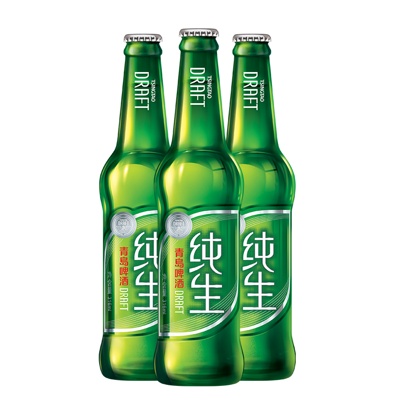 TSINGTAO 青島啤酒 水晶純生低溫慢發(fā)酵鮮啤酒 316mL 24瓶+福禧罐10度 500mL 4罐 券后105.3元