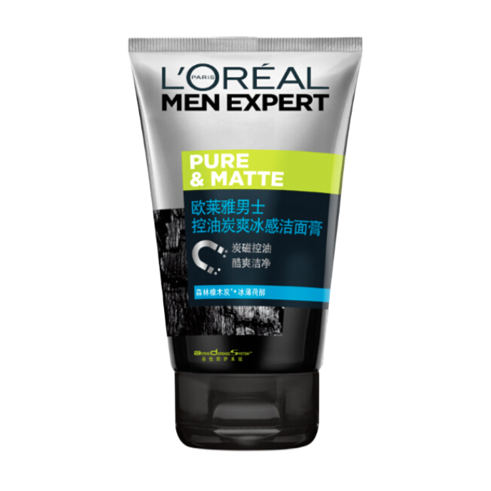 L\'OREAL PARIS 男士控油炭爽冰感潔面膏 100ml 17.5元