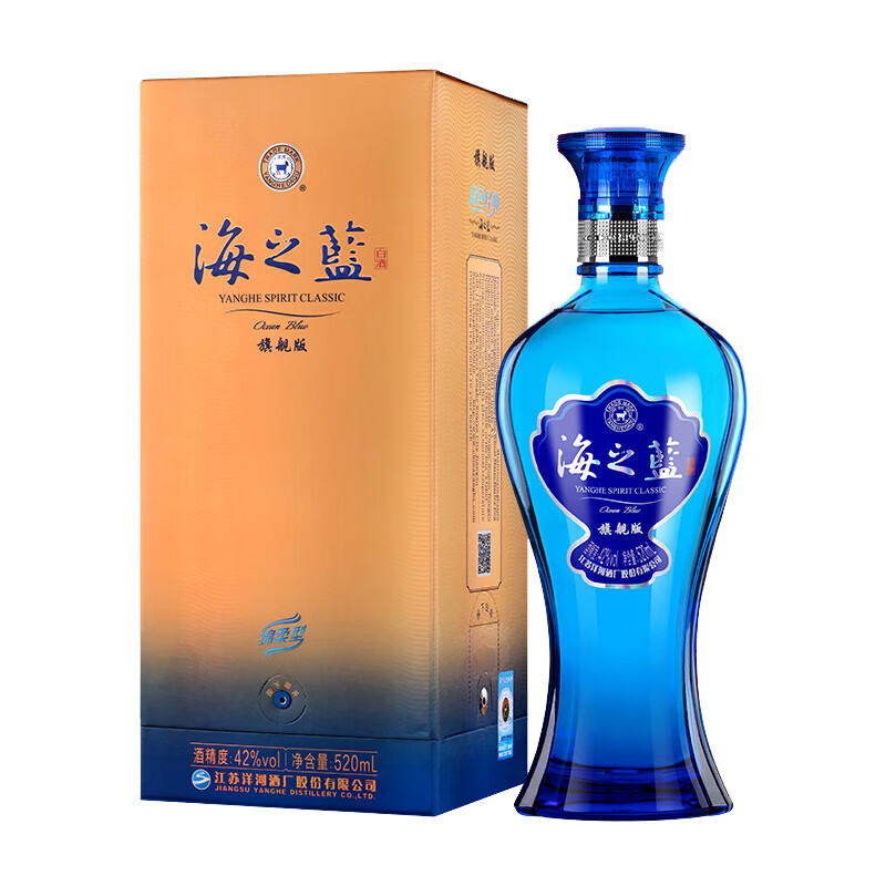 plus：洋河 藍(lán)色經(jīng)典 海之藍(lán) 42度 520ml 單瓶裝 綿柔濃香型白酒 115.78元