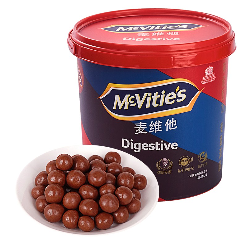 McVitie\'s 麥維他 巧粒脆麥麗素 量販桶裝222g 休閑零食年貨節(jié)禮品新年禮物 28.6元