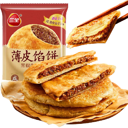 三全 薄皮餡餅 黑椒牛肉風(fēng)味 300g（任選8件，贈(zèng)1件面點(diǎn)） 5.22元（需買(mǎi)9件，需用券）