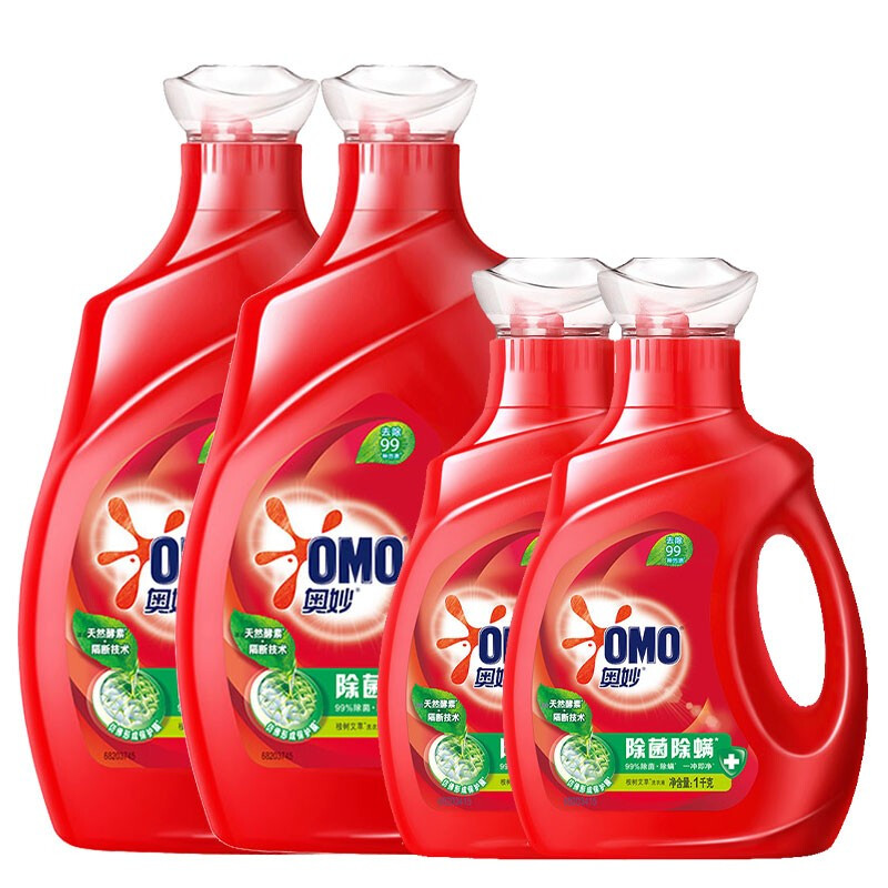 限移動(dòng)端：OMO 奧妙 除菌除螨酵素洗衣液 3kg*2瓶+1kg*2瓶 79.9元