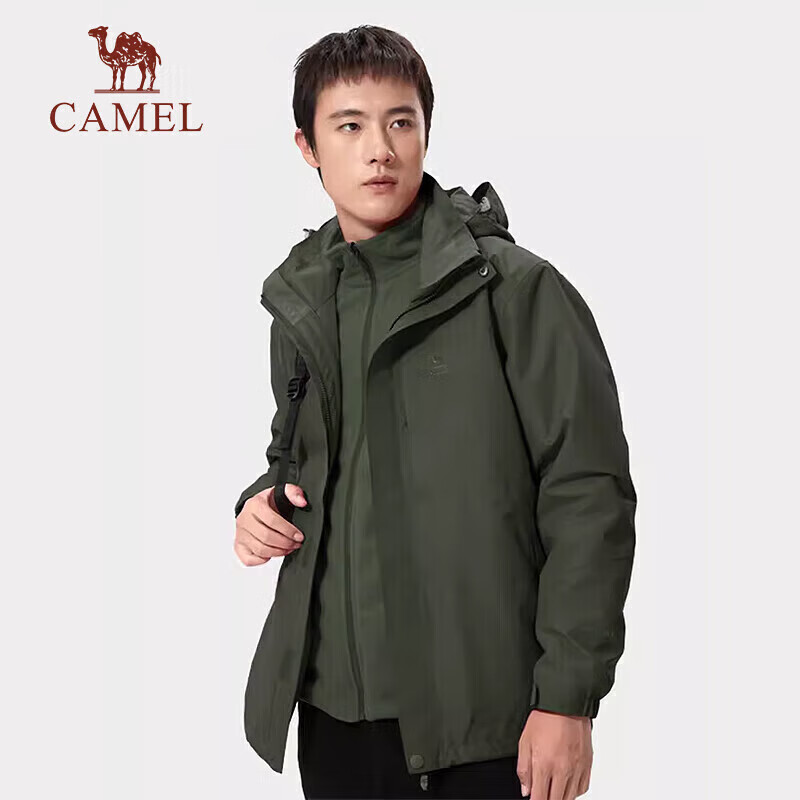 再降價(jià)、PLUS會(huì)員：CAMEL 駱駝 戶外沖鋒衣 三合一加絨 A9W214119A 325.4元包郵（需湊單）