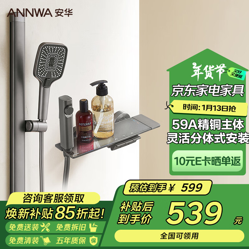 ANNWA 安华 R5 SE系列 N3GQ9049GGW 简易花洒套装 枪灰色 券后539元