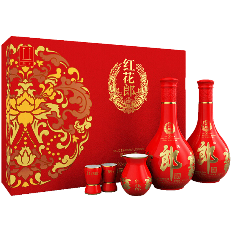 LANGJIU 郎酒 红花郎十 酱香型白酒 53度 500ml*2瓶 礼盒装 500mL 1盒 469元包邮（多重优惠）