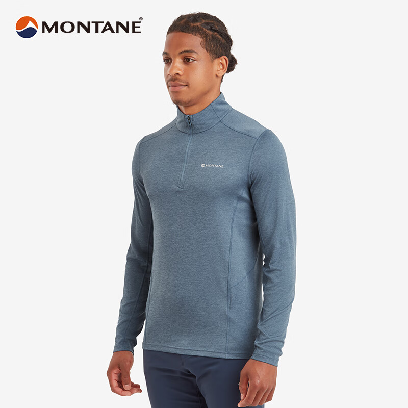 MONTANE 盟泰恩 DART ZIP NECK 戶外速干衣男圓領(lǐng)透氣除臭登山徒步衫 STONE BLUE 霧霾藍(lán) L 382元