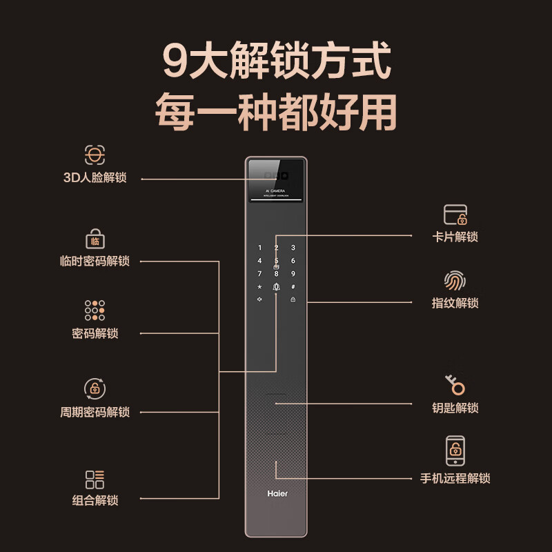 海爾 Haier HFD-P40Pro-CA V2.0 人臉識別指紋鎖 4.5英寸屏 實時監(jiān)控 券后1039元