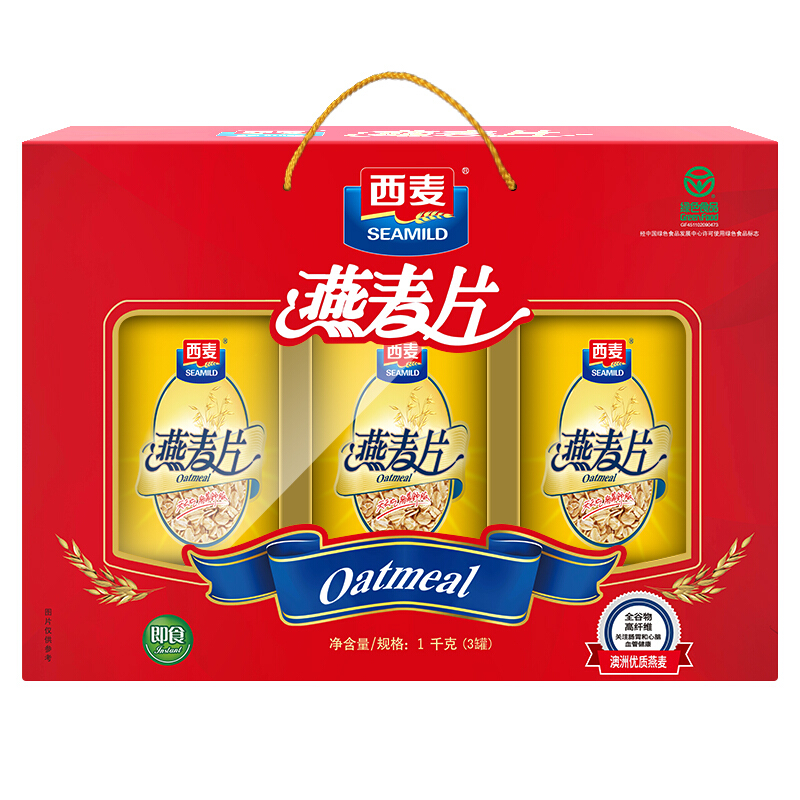 西麥 燕麥片禮盒裝 1kg 26.74元（需買2件，需用券）