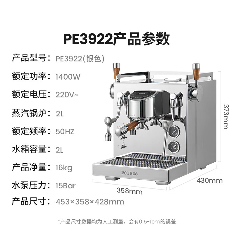 國家補貼：柏翠 半自動意式咖啡機 PE3922 銀 3728.16元