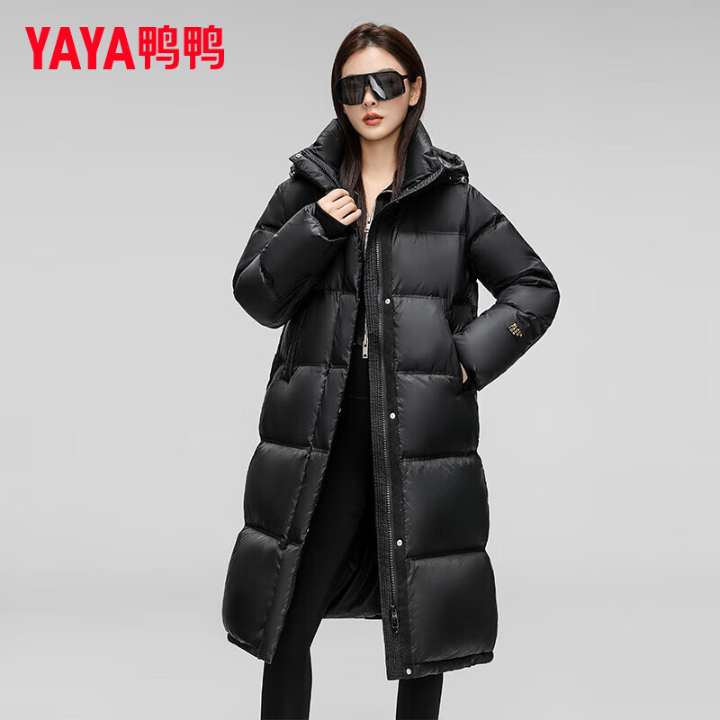 限移動端、京東百億補(bǔ)貼：YAYA 鴨鴨（YAYA）奢金系列羽絨服女長款過膝2024冬季新款加厚保暖時尚情侶外套XJ 黑色 289元