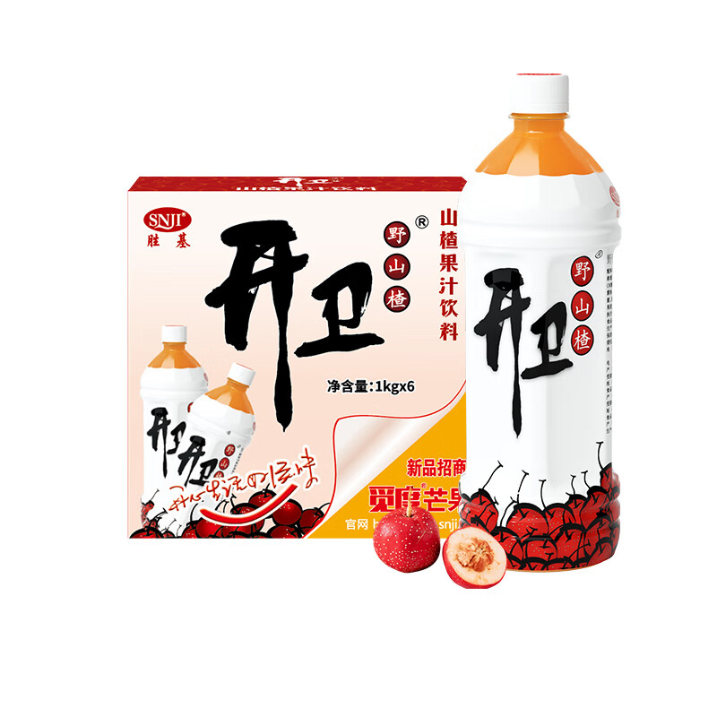 開衛(wèi) 野山楂果汁飲料 1kg*6瓶 禮盒裝 53.5元