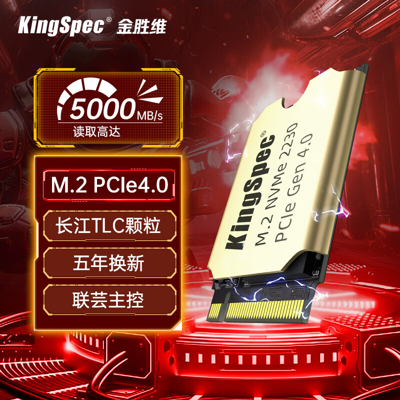 金勝維 KingSpec 1TB SSD固態(tài)硬盤NVMe 2230 M.2接口 PCIe4.0 XF系列 459元