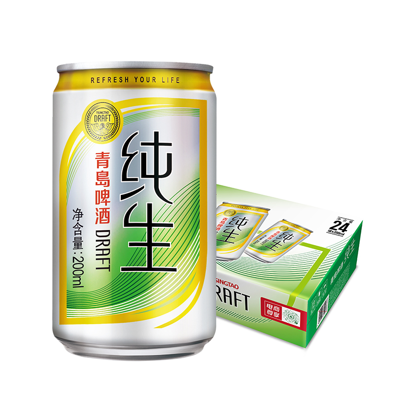 京東PLUS：青島啤酒 TSINGTAO 純生10度200ml*24聽 整箱(送歐包) 券后61.2元