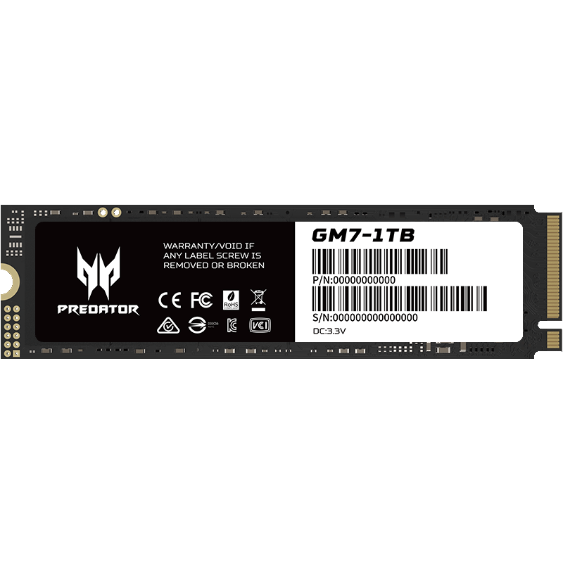 百億補(bǔ)貼，plus：宏碁掠奪者 1TB SSD固態(tài)硬盤 M.2接口 NVMe協(xié)議 GM7系列｜NVMe PCIe 4.0讀速7200MB/s  445.76元包郵