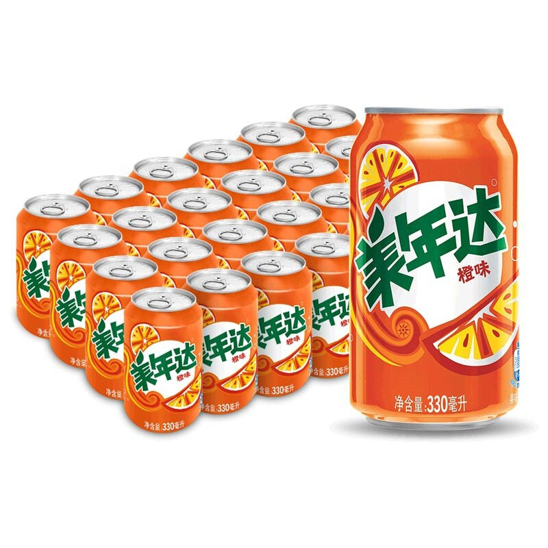 美年達(dá) pepsi 百事 美年達(dá) Mirinda 橙味碳酸飲料 330ml*24聽 30.52元（需買2件，需用券）