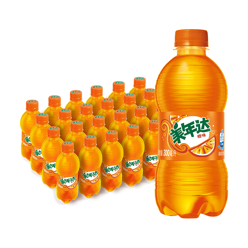 美年達 pepsi 百事 美年達橙味碳酸飲料300ml*24瓶 券后21.52元