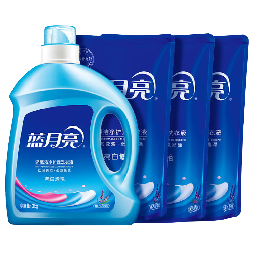 藍月亮 洗衣液 12斤套裝 薰衣草香 3kg*1瓶+1kg*3袋 70.31元