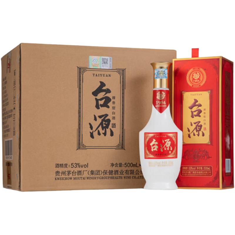 百亿补贴、PLUS会员：（MOUTAI）茅台 贵州茅台集团 台源 53度 酱香型白酒 500ml*6 整箱装 404.91元