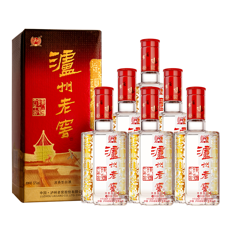 再降價(jià)，plus會(huì)員:瀘州老窖 六年窖頭曲 濃香型白酒 52度 500ml 6瓶 整箱裝 400.1元（需領(lǐng)券）