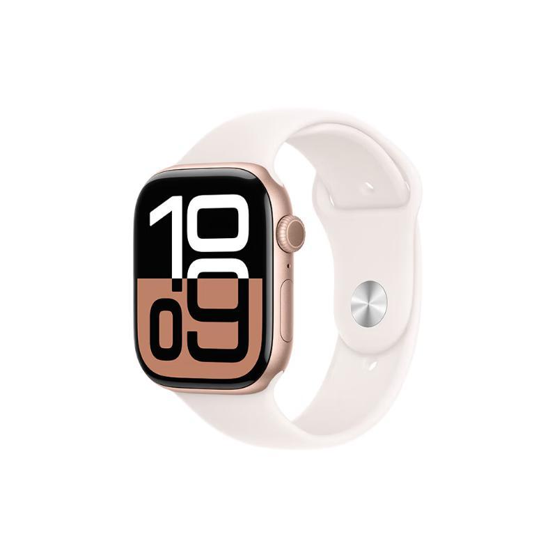 苹果 Apple Watch Series 10 智能手表 GPS款 46mm 玫瑰金色 淡桃粉色橡胶表带 S/M 券后2365.56元