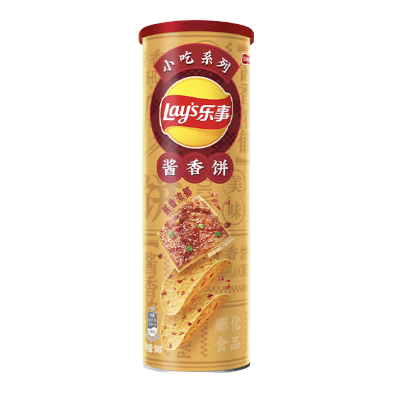 PLUS、需首购:乐事（Lays）薯片 小吃系列酱香饼 104克 休闲零食 5.21元