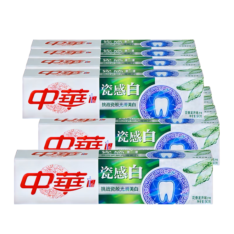 plus:中華 瓷感白牙膏 花香龍井/冬青薄荷 90g*9支 29.6元