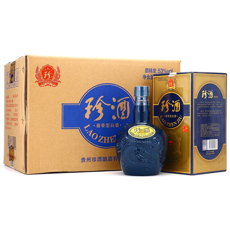 珍酒 老珍酒 醬香型白酒 53度500ml*6瓶 整箱裝 年貨送禮 券后490.1元