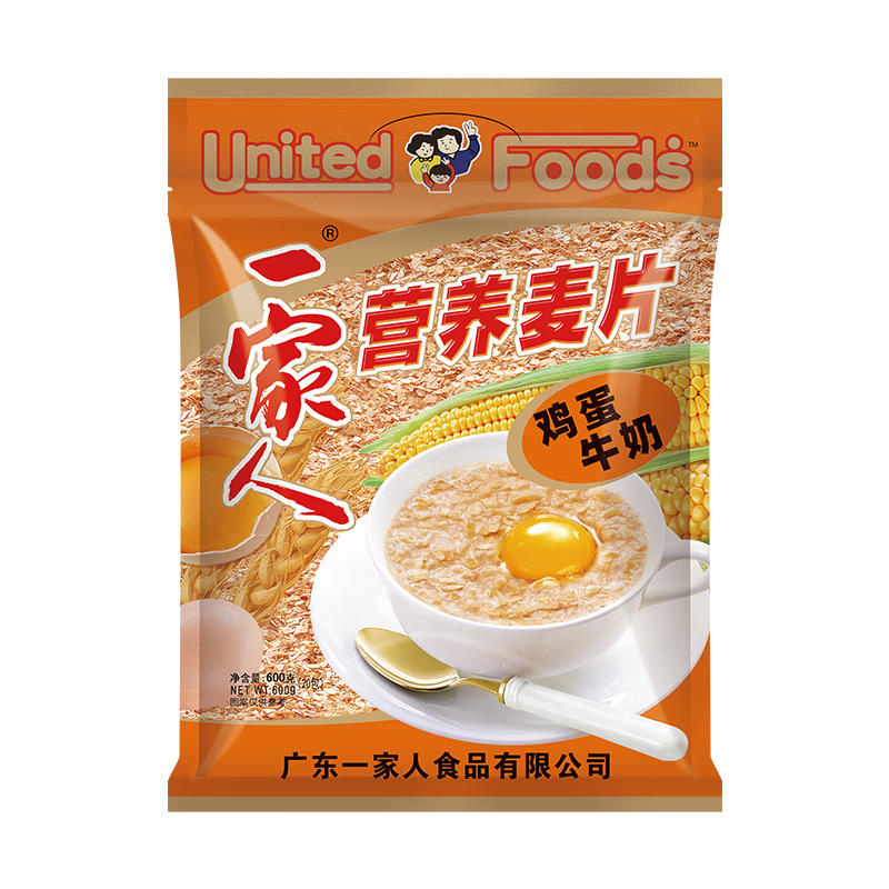 需首購、PLUS會員：一家人 雞蛋牛奶麥片 600g(30g*20袋) 6.8元免郵(疊省省卡到手更低)