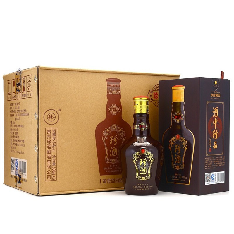 珍酒 珍十五 酱香型白酒整箱装 53度 500ml*6瓶酒中珍品 券后2005.5元