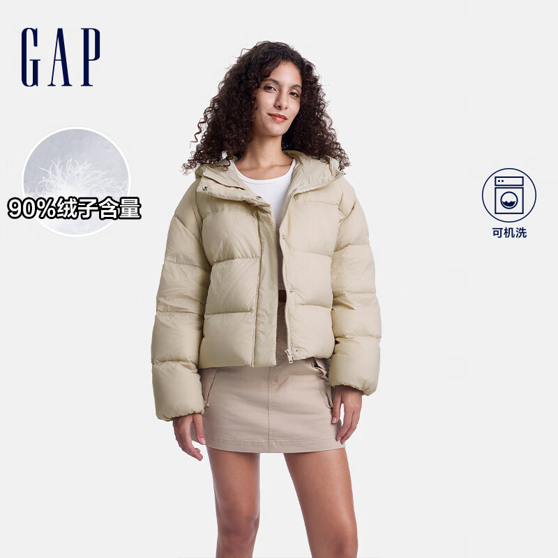 Gap 女裝 印花logo立領連帽羽絨服 619744 券后331.65元