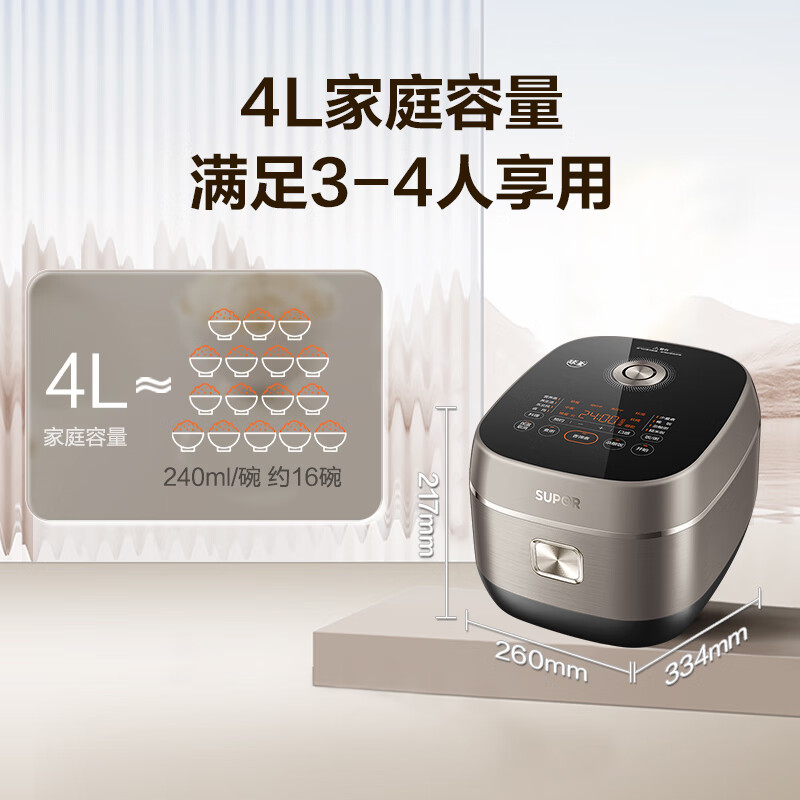 國家補貼、PLUS會員：蘇泊爾 SF40HC2984 0涂層電飯煲 4L 券后379.24元