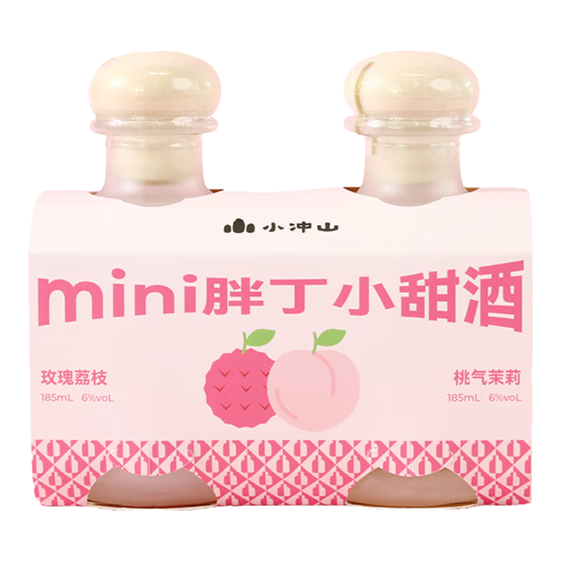 1号会员店小冲山 mini胖丁 低度微醺酒 桃气茉莉/玫瑰荔枝味 185ml*2瓶 17.9元包邮（需试用）