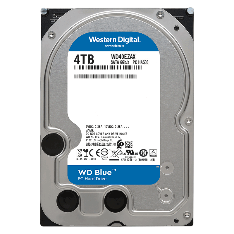 西部數據 臺式機硬盤 WD Blue 藍盤 4TB 5400轉 256MB SATA  516.21元