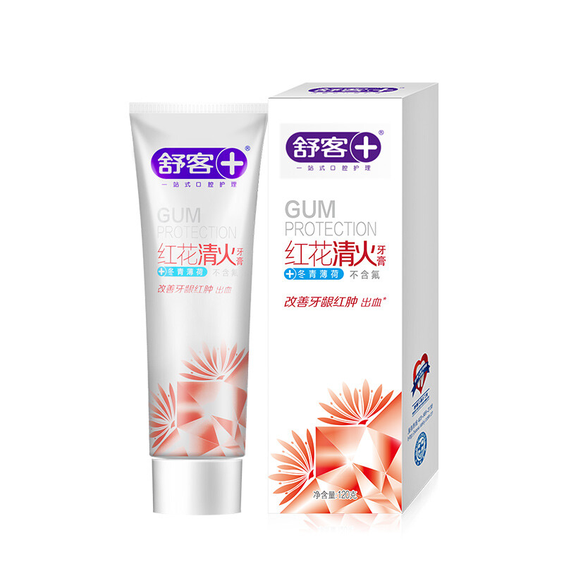 京东PLUS：舒客 红花清火牙膏 120g 薄荷香型 7.9元