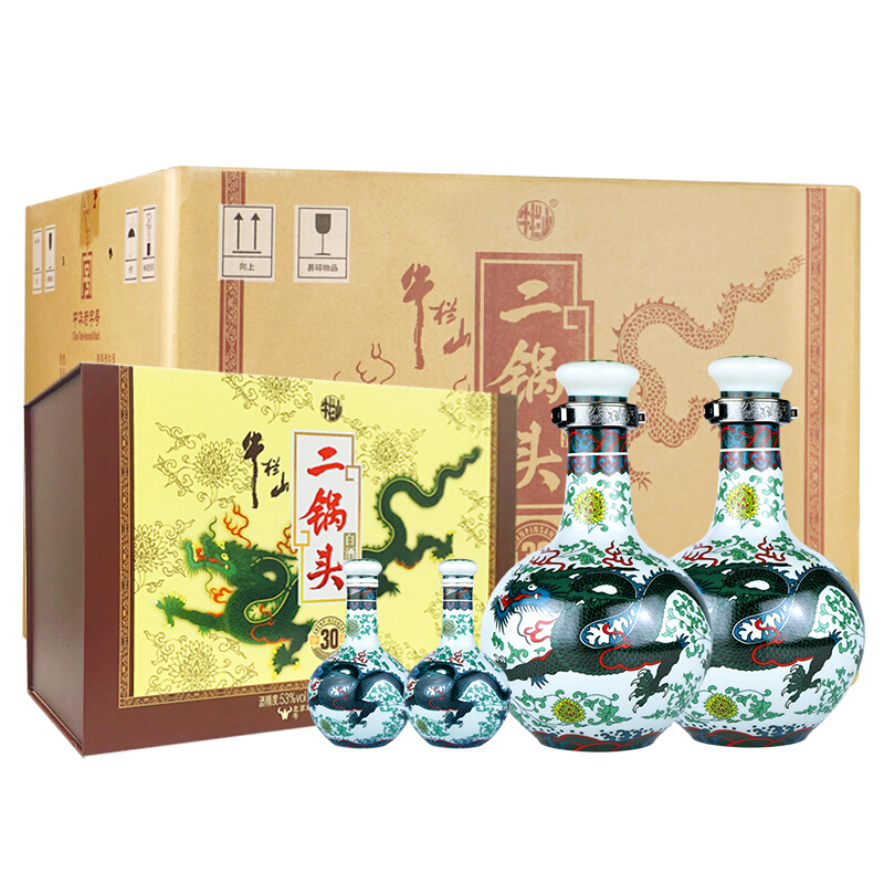 牛欄山 珍品(30)禮盒清香白酒 53度 500ml*2+125ml*2 3盒整箱裝 1612元